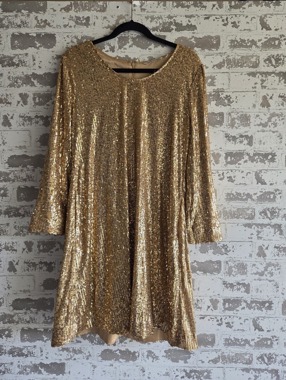 ​NWT Soft Surroundings Gold Sequin Shift Dress - Petite Medium PM Holiday Party​